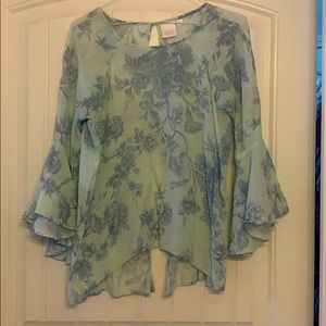 Bell sleeved partial open back top